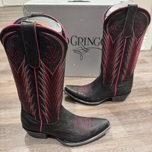 Old Gringo Emmer 13” Black Pink Usado Snow Leather Western Cowboy Boots